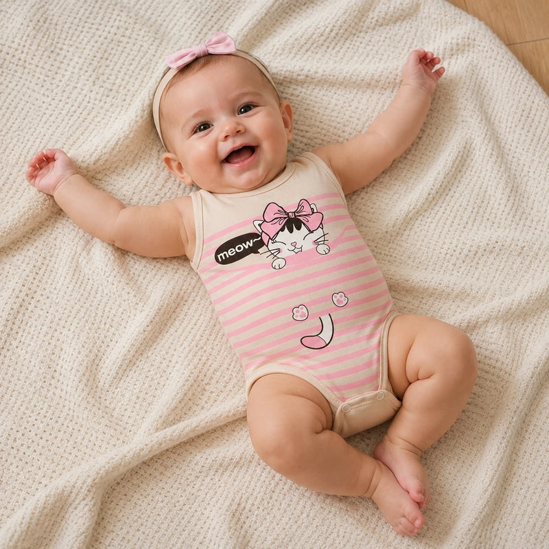 Bebê vestindo body Suedine Regata Estampado — NinaBoo ref. 1470