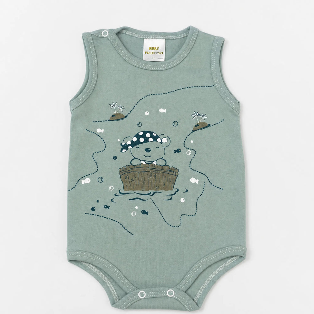 Kit 3 Bodies Suedine Regata Estampado — Menino · Ref. 1502