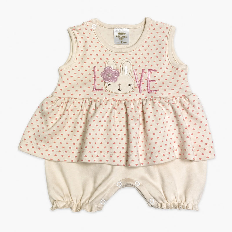 Macacão Suedine Romper com Saia Bordado — Menina · Ref. 5139