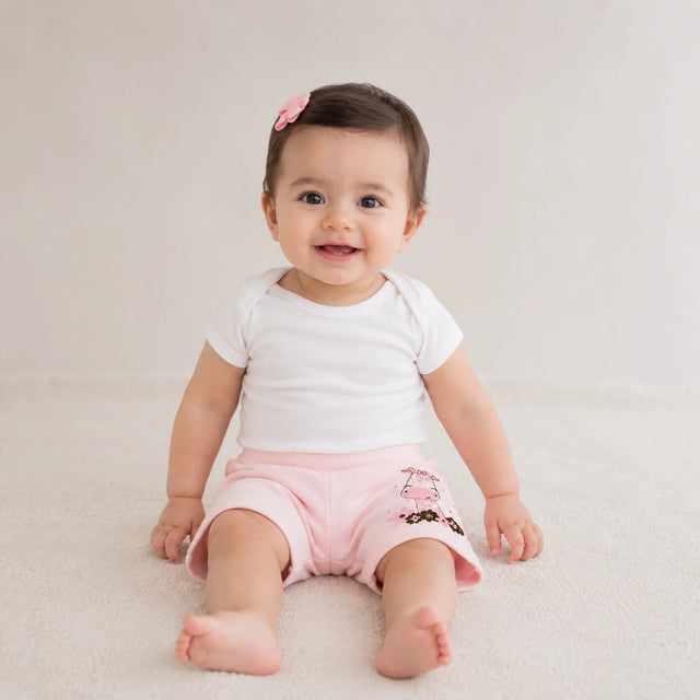 Shorts Avulso Saruel Suedine Estampado — Menina vestido no bebê — caimento real