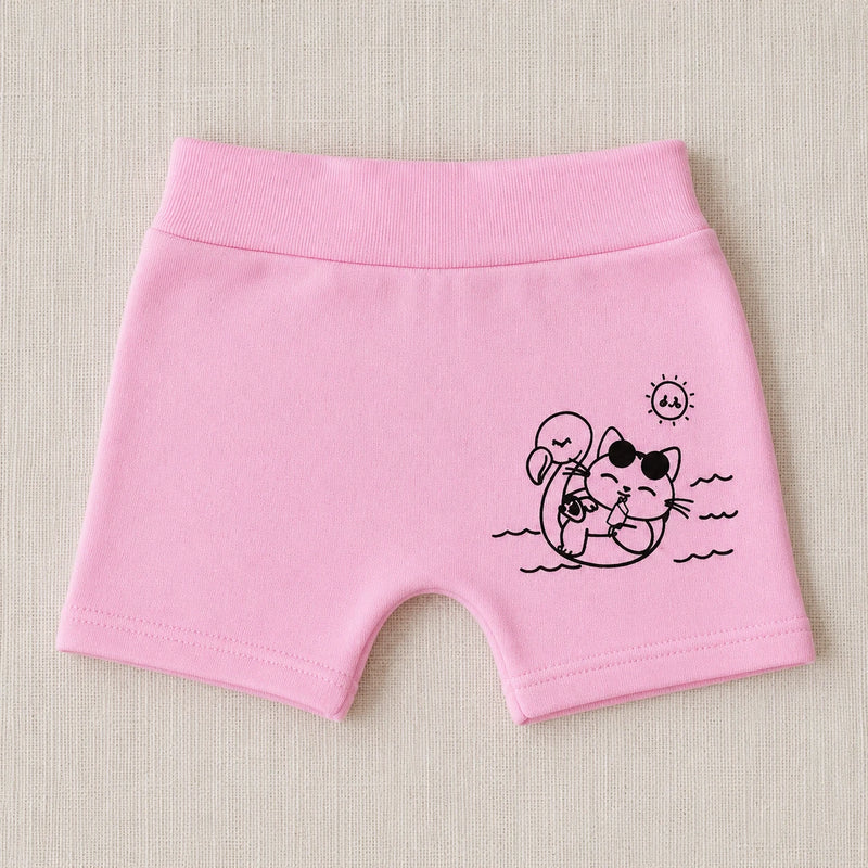 Macro do acabamento e estampa — short Saruel Suedine Estampado NinaBoo ref. 1469