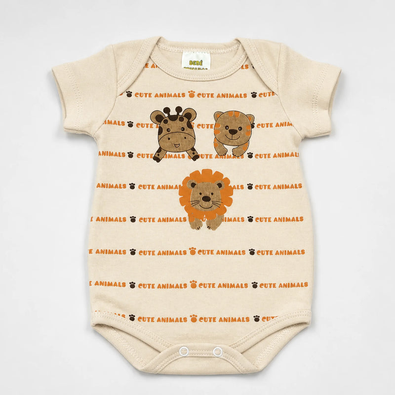 Kit 3 Bodies Suedine Manga Curta Estampado — Menino · Ref. 1482