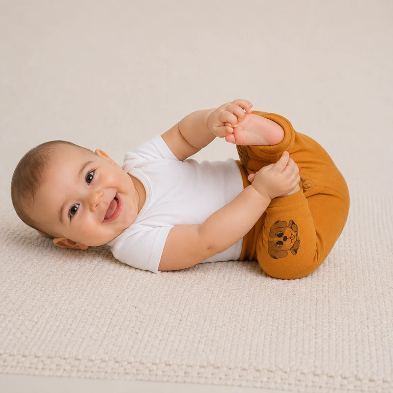 Bebê vestindo culote Saruel Suedine sem Pé Estampado — NinaBoo ref. 1485