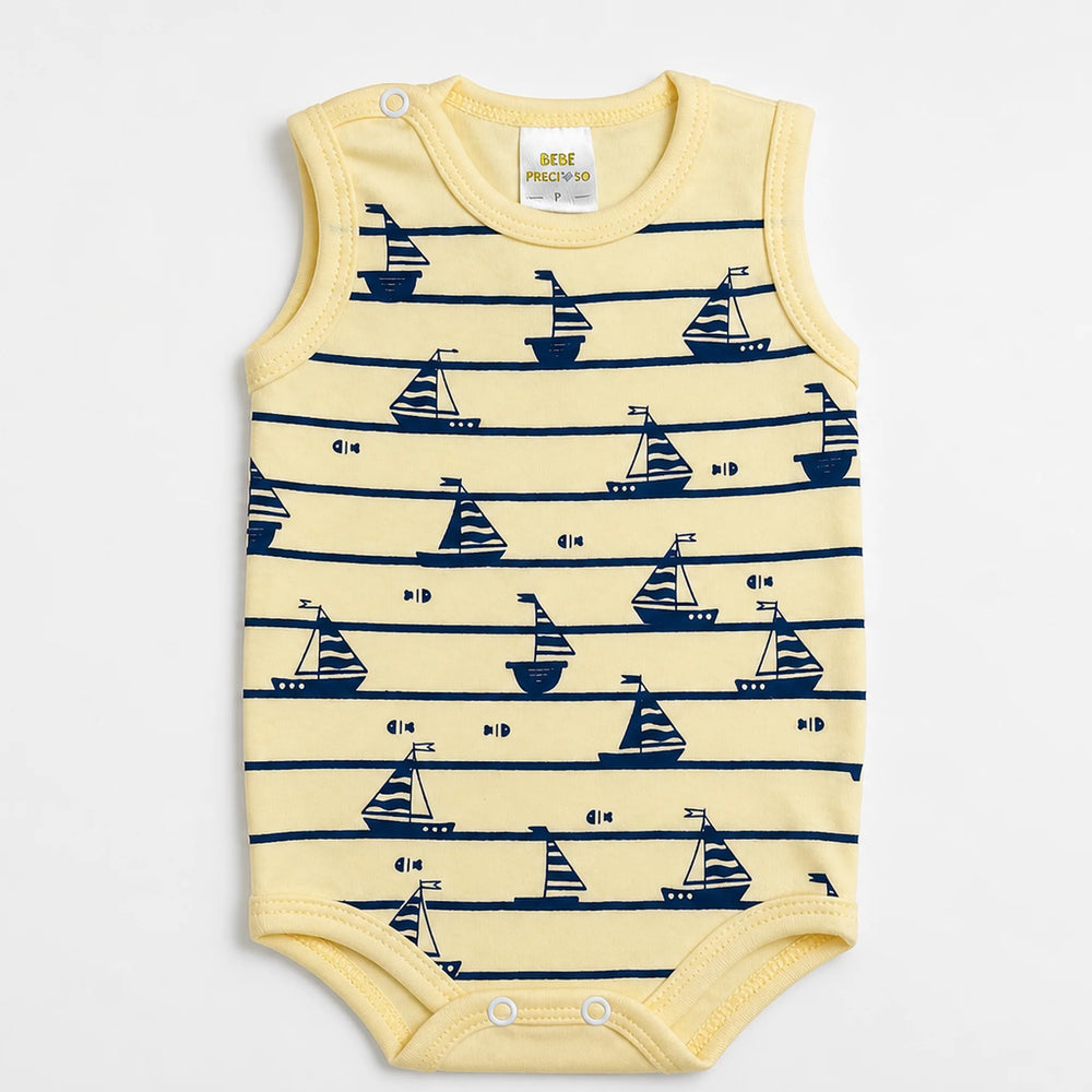 Kit 3 Bodies Suedine Regata Estampado — Menino · Ref. 1498