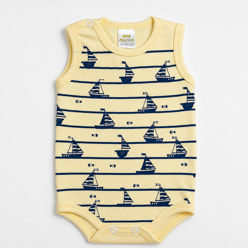 Kit 3 Bodies Suedine Regata Estampado — Menino · Ref. 1498