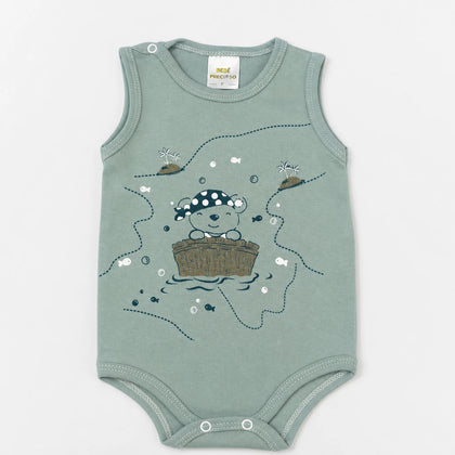 Body Avulso Suedine Regata Estampado — Menino — a peça de perto: estampa e acabamento