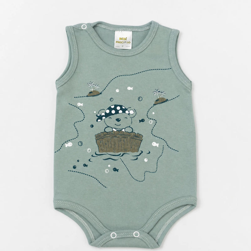 Kit 3 Bodies Suedine Regata Estampado — Menino · Ref. 1502