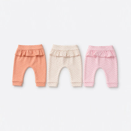 Kit 3 Culotes Saruel Suedine sem Pé Babado e Estampa Corrida — Menina — a peça de perto: estampa e acabamento