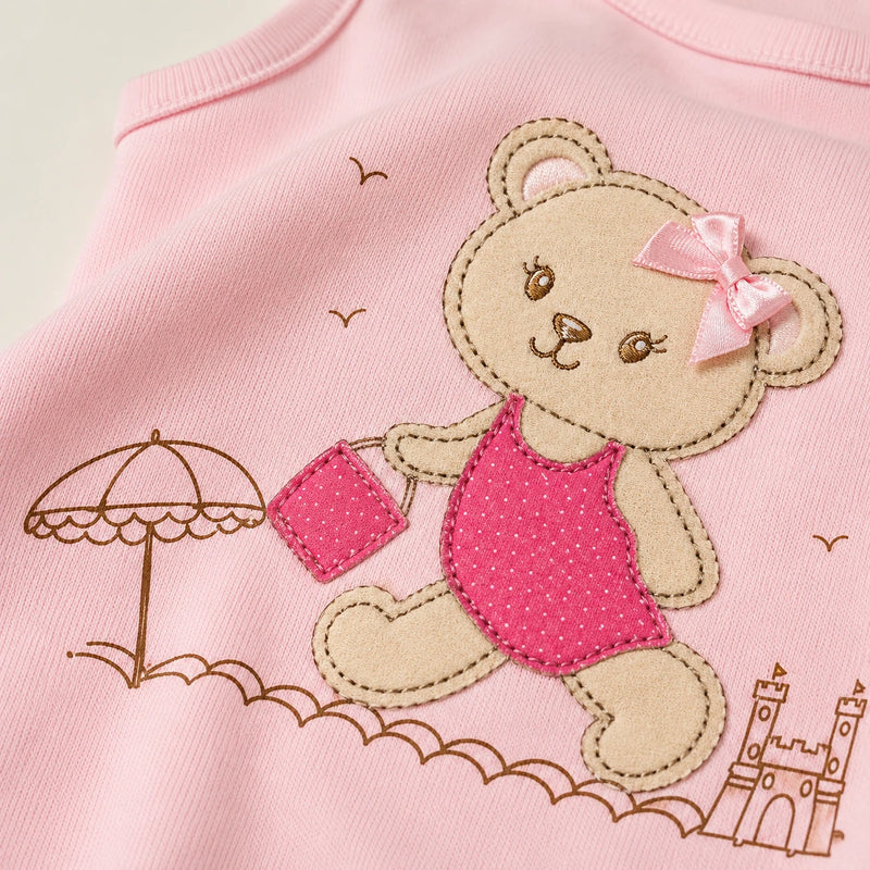 Kit 3 Bodies Suedine Regata Bordado e Estampa — Menina · Ref. 5068