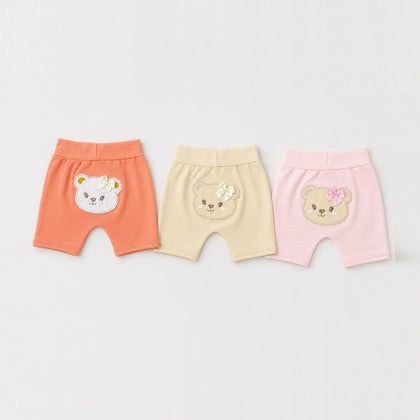 Kit 3 Shorts Saruel Suedine Bordado — Menina — a peça de perto: estampa e acabamento