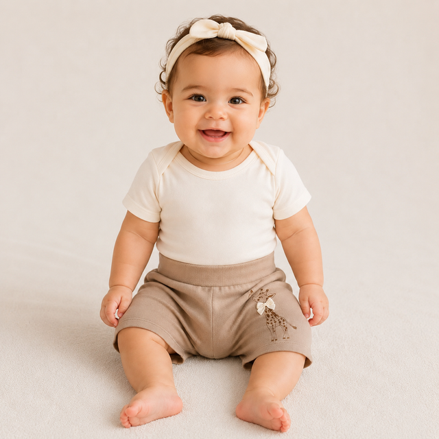 Kit 3 Shorts Saruel Suedine Estampado — Menina vestido no bebê — caimento real