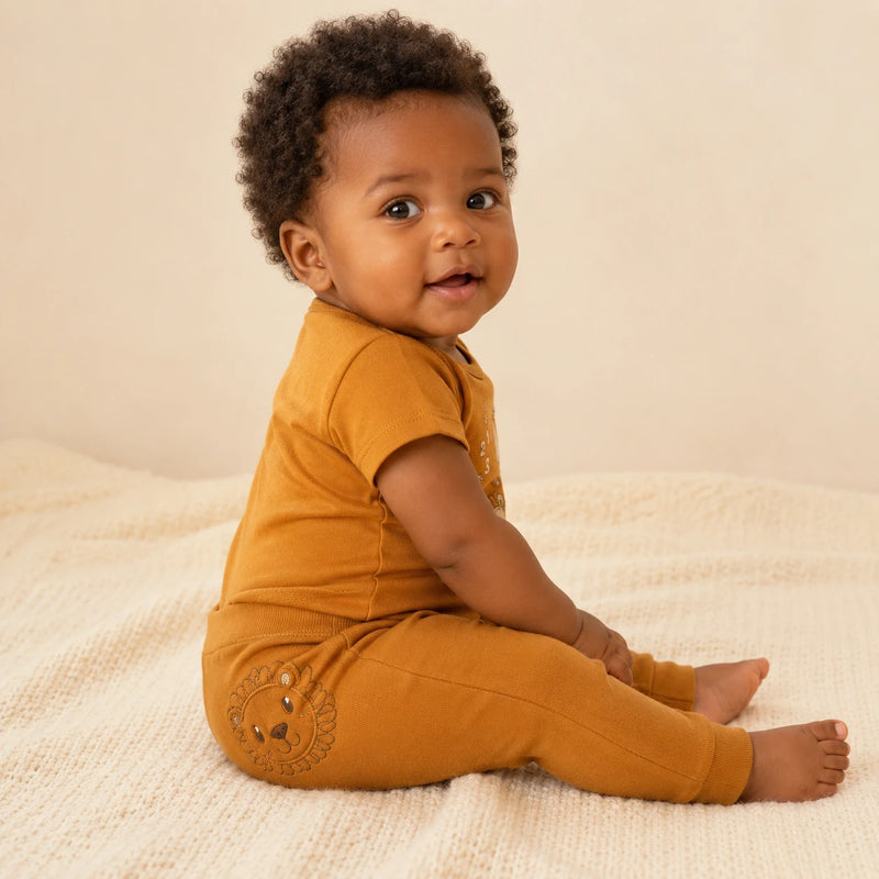 Conjunto vestido por bebê: Kit 3 Bodies Suedine Manga Curta Bordado e Estampa + Kit 3 Culotes Saruel Suedine sem Pé Bordado (2ª cor do kit) — NinaBoo refs 5090/5091
